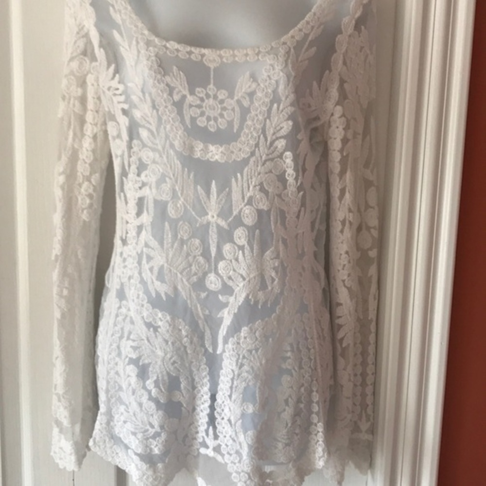 Lace embroidered top